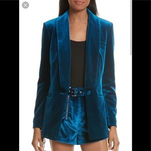Self Portrait Teal Velvet Blazer